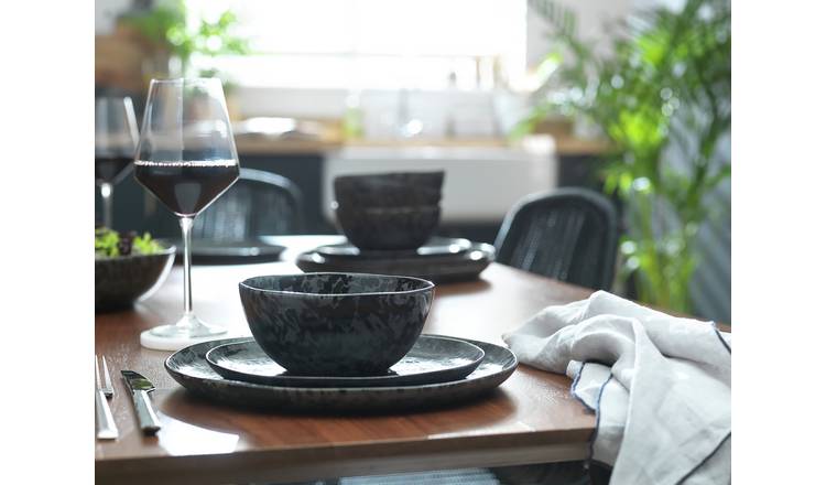 Black stoneware dinnerware sets sale