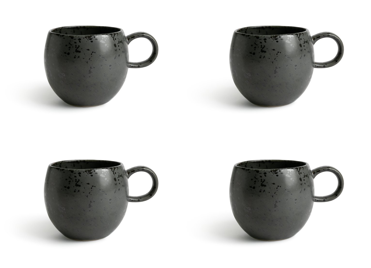 Habitat Set of 4 Preto Stoneware Mugs