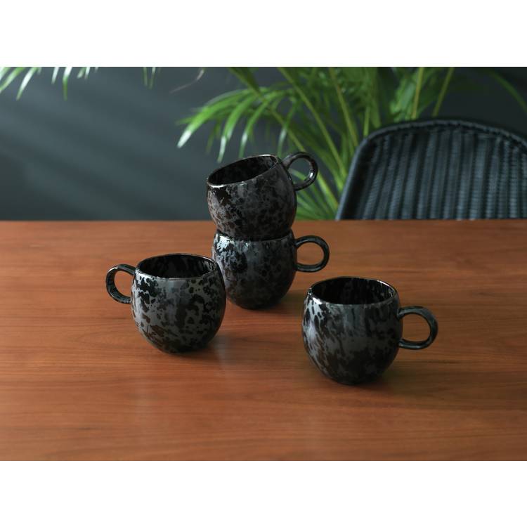 Habitat Set of 4 Preto Stoneware Mugs 0