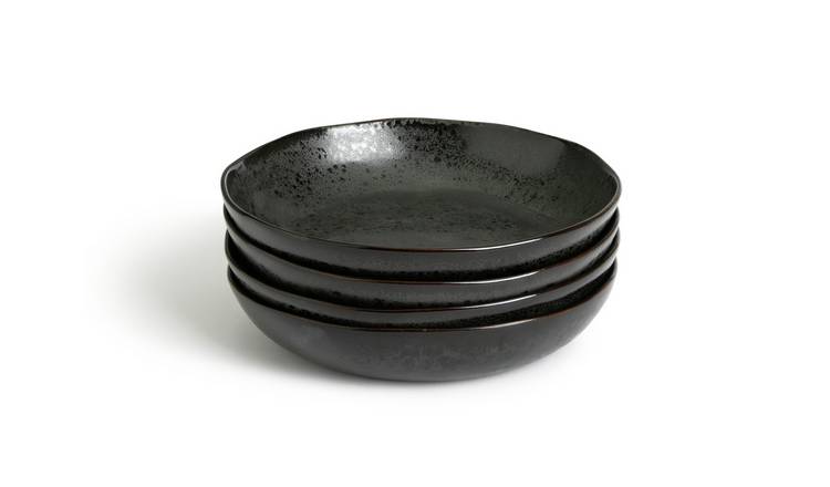 Habitat Preto 4 Piece Stoneware Pasta Bowls -  Black