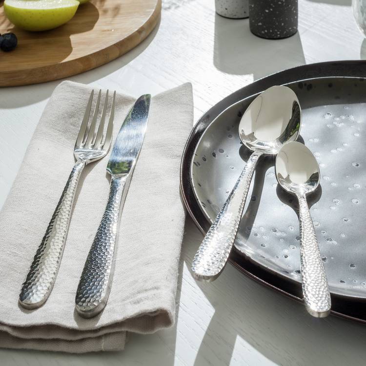 Habitat Hammered 16 Piece Stainless Steel Cutlery Set 0