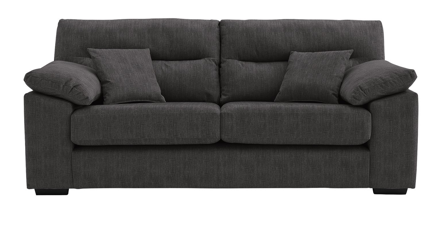 Argos Home Donavan 3 Seater Fabric Sofa - Charcoal