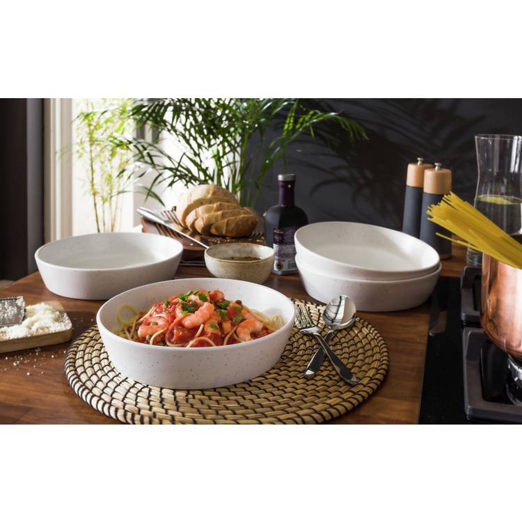 Habitat Addison 4 Piece Stoneware Pasta Bowl - White 0