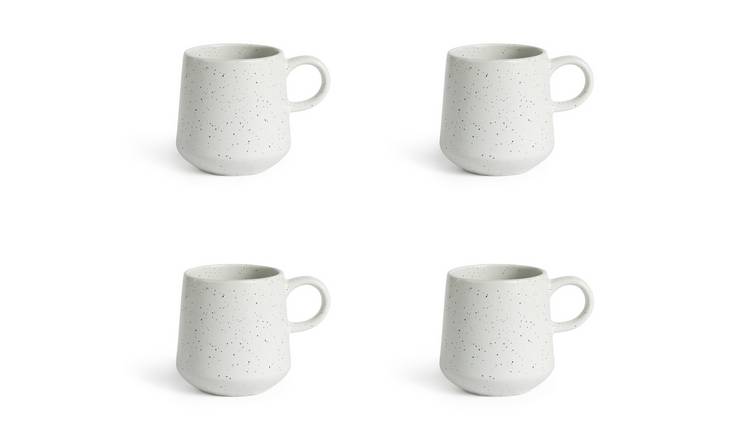 Habitat Addison Set of 4 Speckled Mugs - White