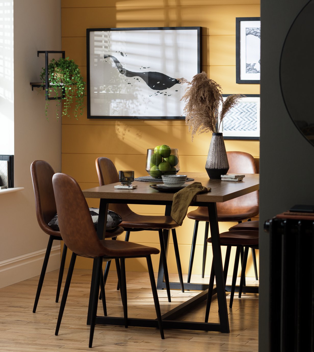 Habitat Nomad Oak Dining Table & 6 Brown Chairs