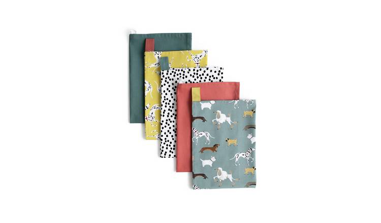 Habitat Pack of 5 A Part of The Family Cotton Tea Towels