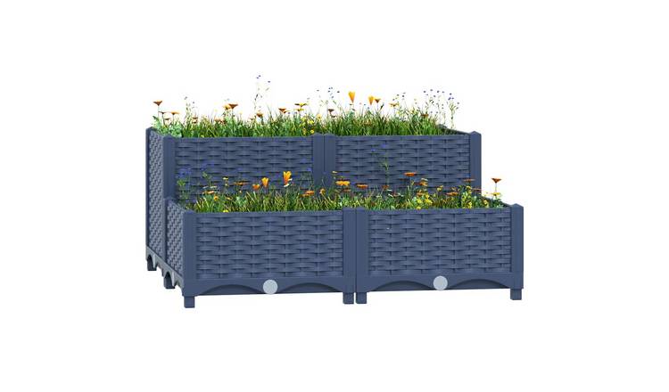 Walplus Polypropylene Raised Garden Bed - Blue Grey - 80 x 80 x 38 cm