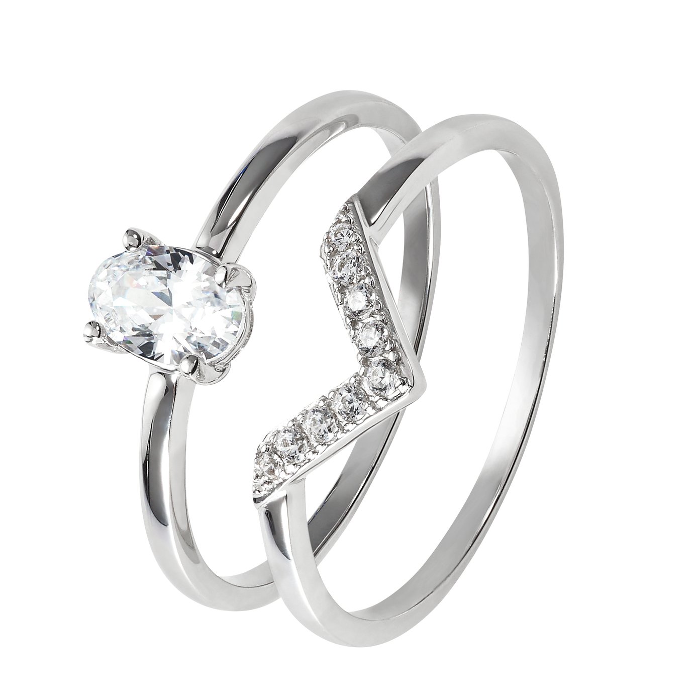 Revere 9ct White Gold Cubic Zirconia Engagement Ring - O