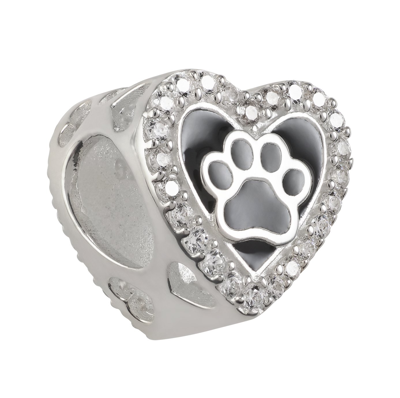 Moon & Back Sterling Silver Cubic Zirconia Animal Paw Charm