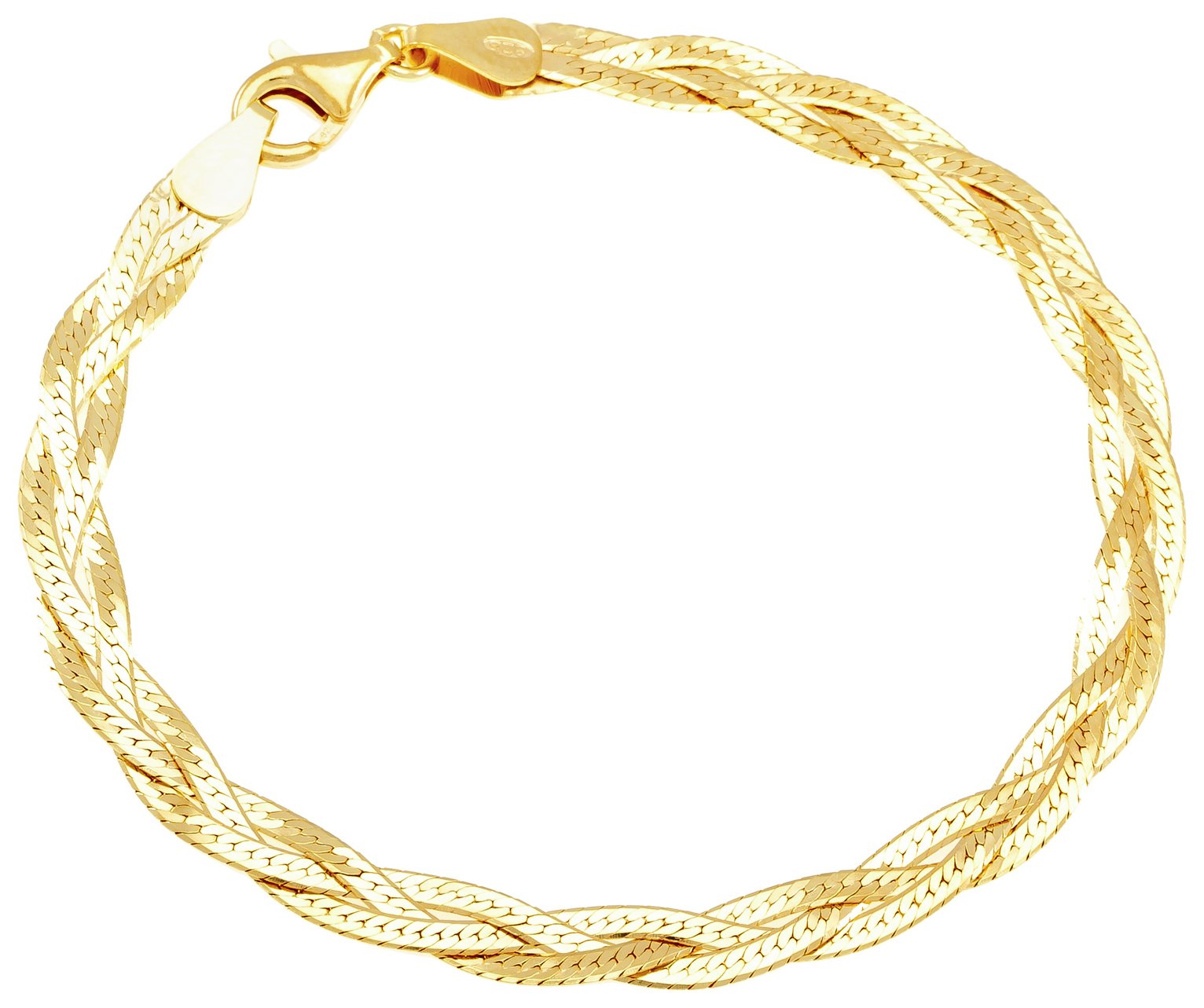 Revere 9ct Gold Plated Sterling Silver Braided Herringbone