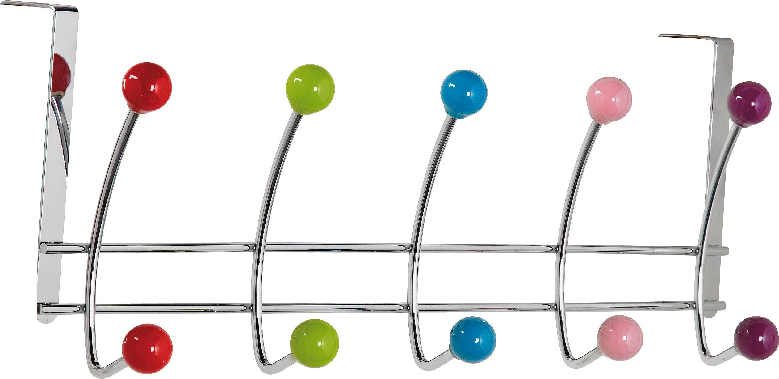 Argos Home 5 Double Coloured Ball Over Door Hooks - Chrome