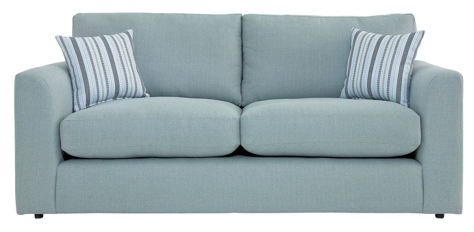 Argos Home Cora 3 Seater Fabric Sofa - Duck Egg