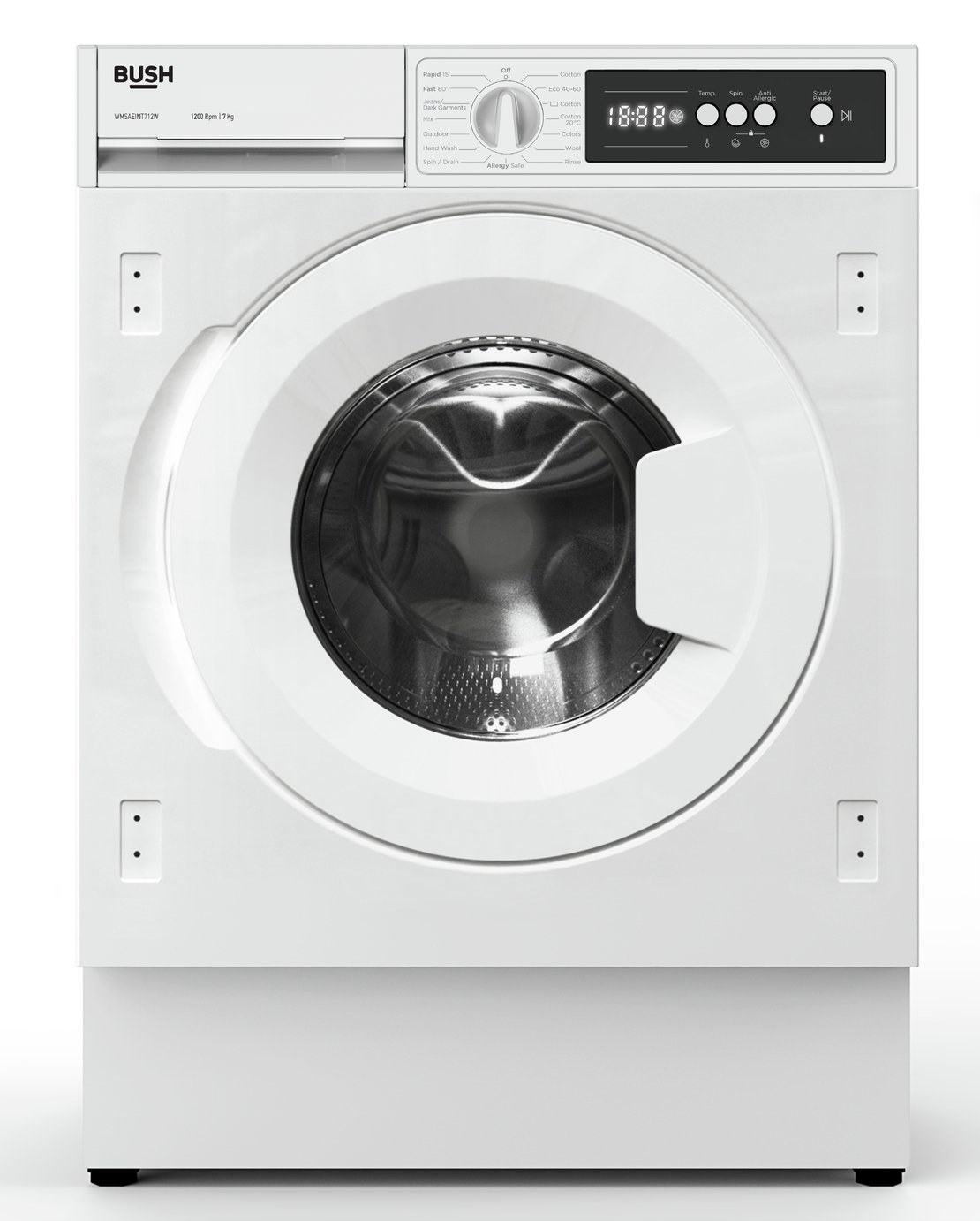 Bush WMSAEINT712W 7KG 1200 Spin Integrated Washing Machine