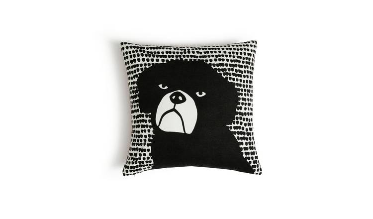 Habitat Willis Dog Print Cushion - Black & White - 43x43cm
