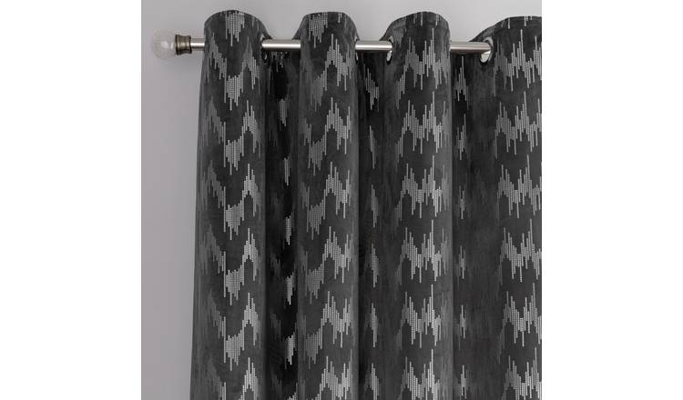 Buy Argos Home Sequin Effect Lined Eyelet Curtains Charcoal