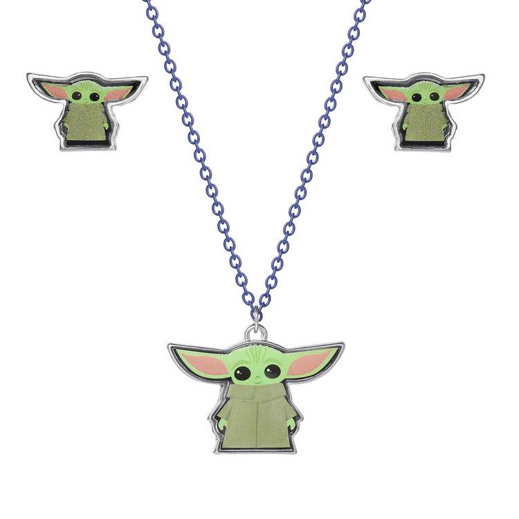Disney Star Wars Baby Yoda Mandalorian Pendant and Studs Set 0