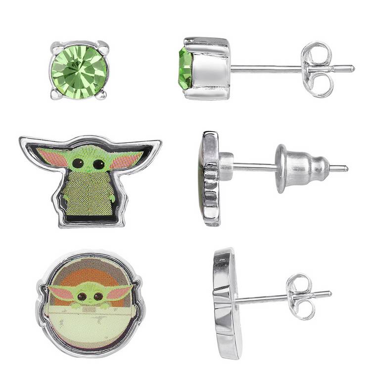 Disney Star Wars Mandalorian Baby Yoda Stud Earring Set of 3 0