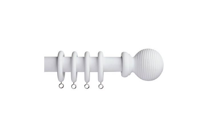 Argos Home 3m Grooved Ball Wooden Curtain Pole - White