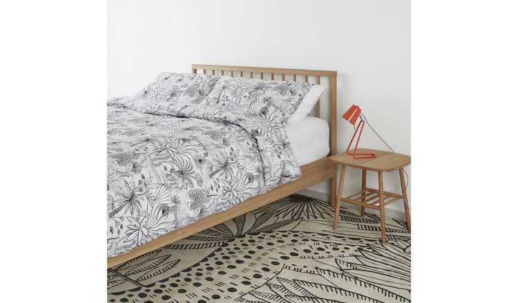 Habitat Jungle Cotton Standard Pillowcase Pair -White &Black