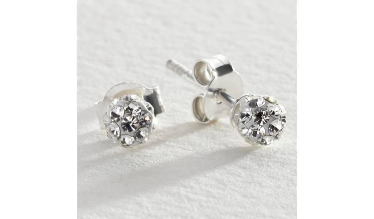 Buy Revere Sterling Silver Round Crystal Ball Stud Earrings Womens earrings Argos