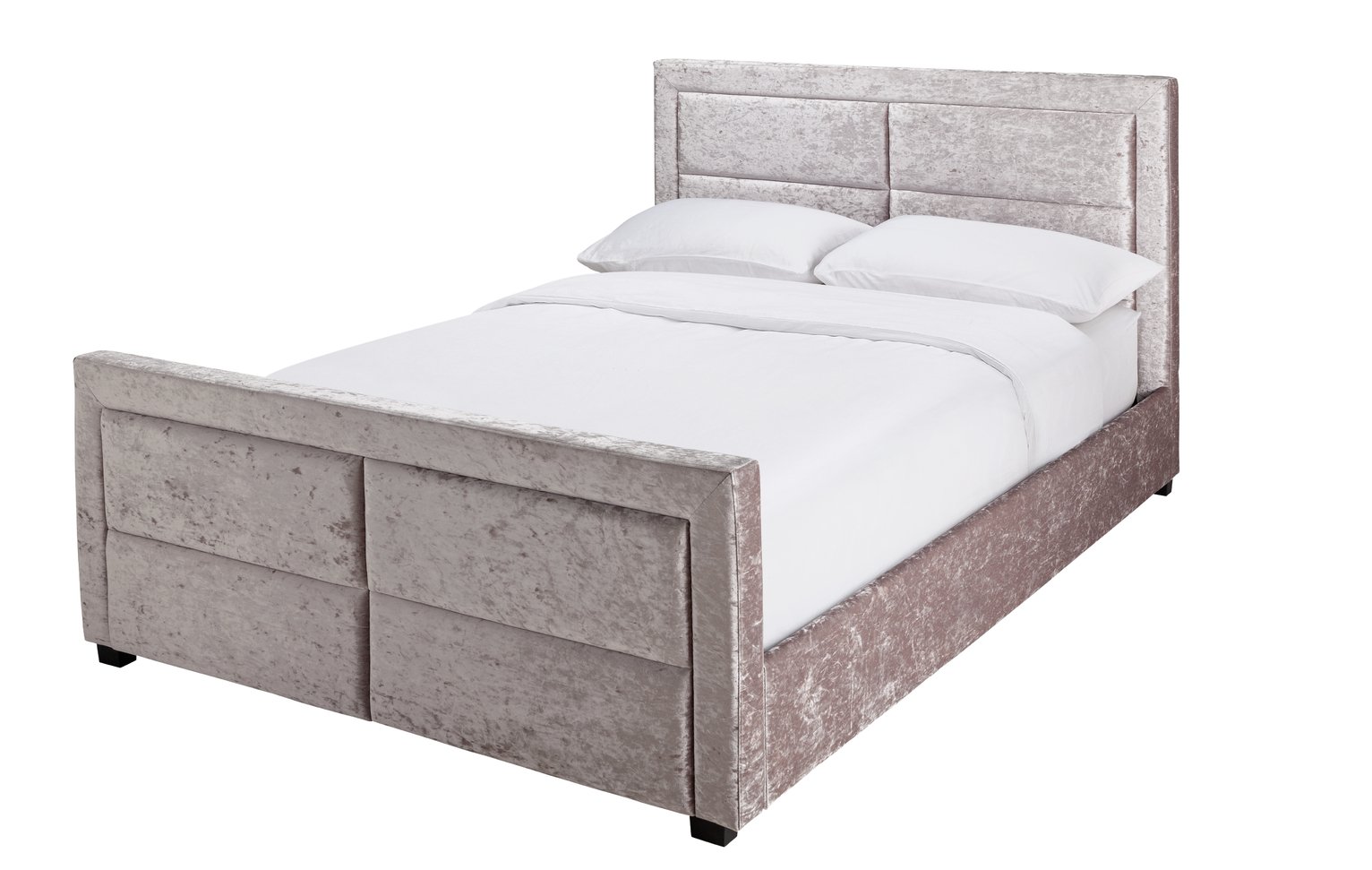 Argos Home Kourtney Crushed Velvet Double Bed Frame - Silver