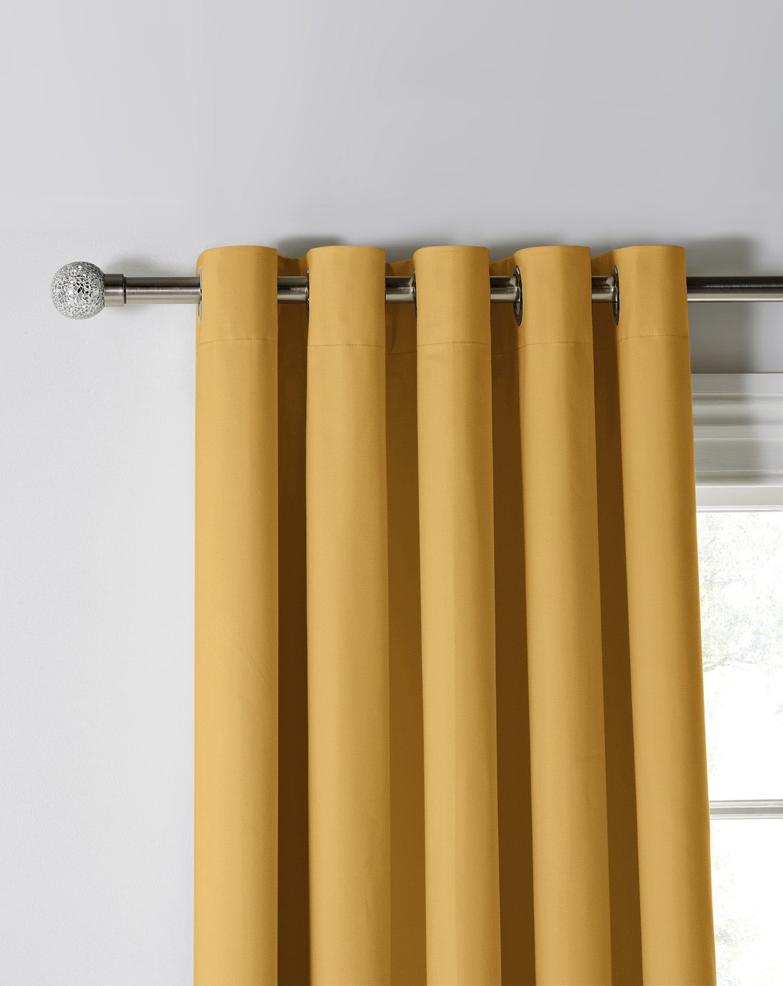 Argos Home Blackout Eyelet Curtains - Mustard