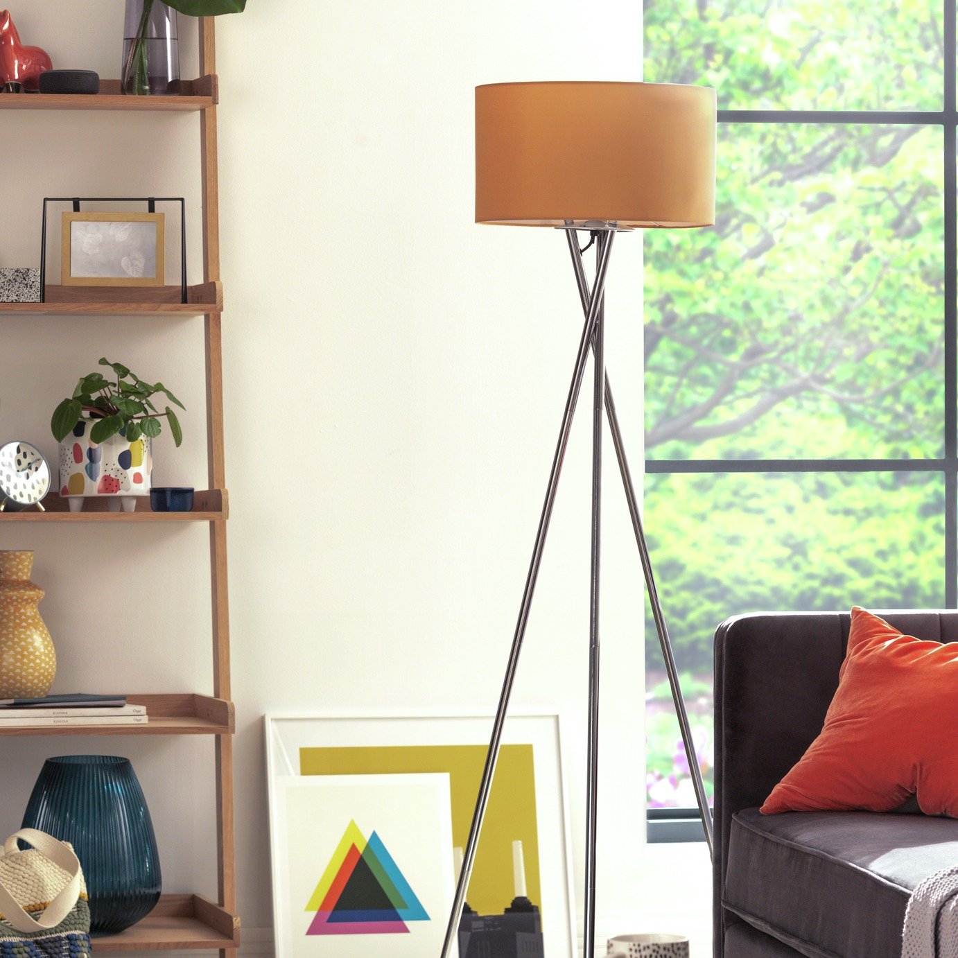 Habitat Tripod Floor Lamp - Mustard and Chrome