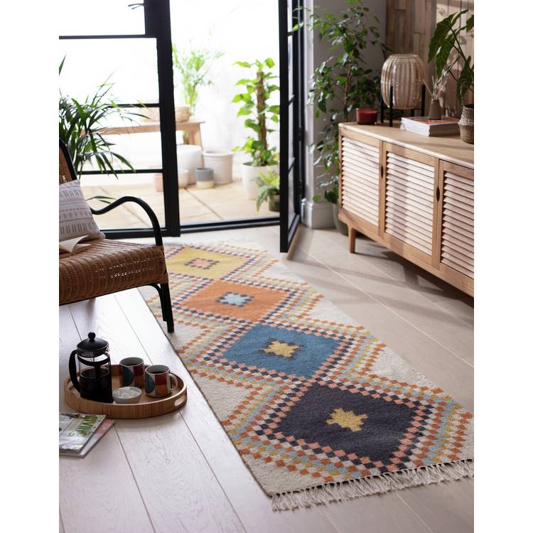 Habitat Traditional Natural Wool Flatweave Rug - 200x66cm 0