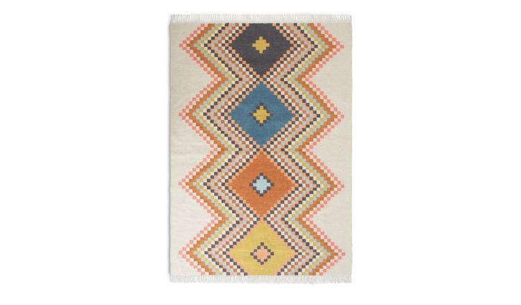 Habitat Traditional Natural Wool Flatweave Rug - 160x120cm