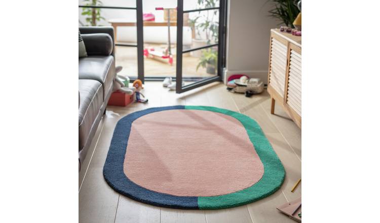 Habitat Studio Two-tone Border Wool Flatweave Rug -170x100cm