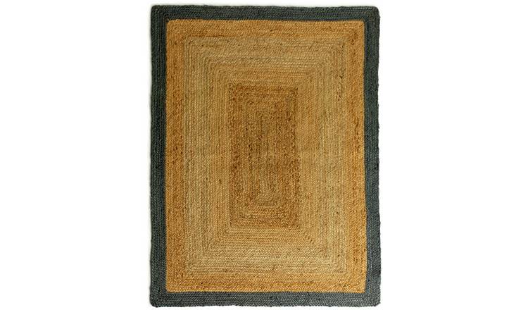 Buy Rectangular Braided Natural Jute Rug With Printing