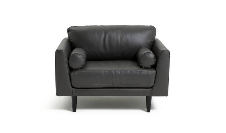 Buy Habitat Jackson Leather Cuddle Chair - Grey | Armchairs and chairs