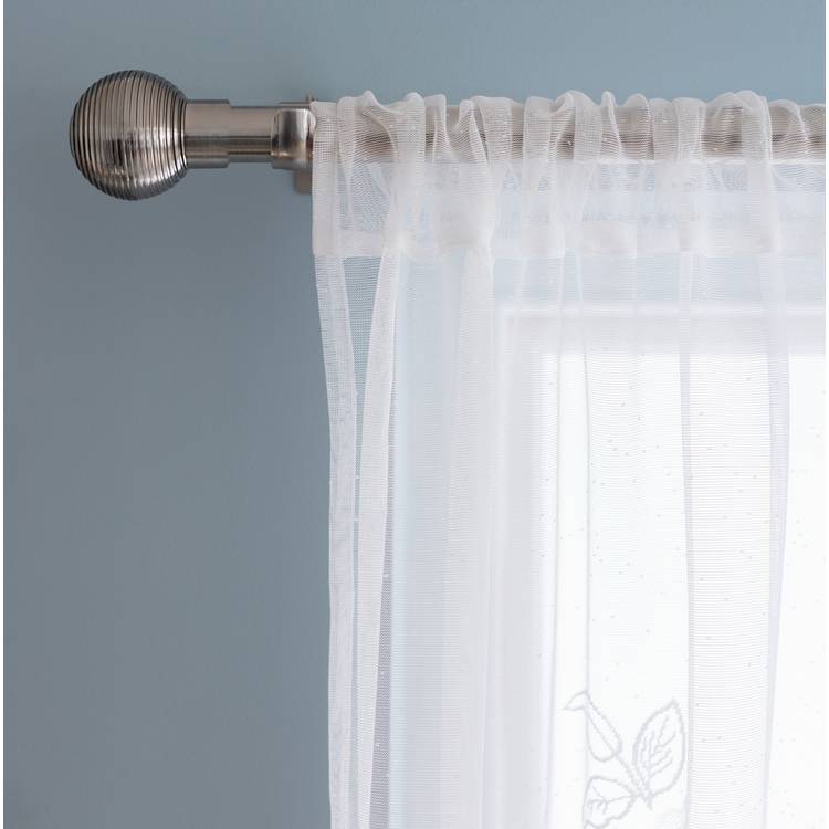 Habitat Floral Net Sheer Voile Curtains Panel - White 0