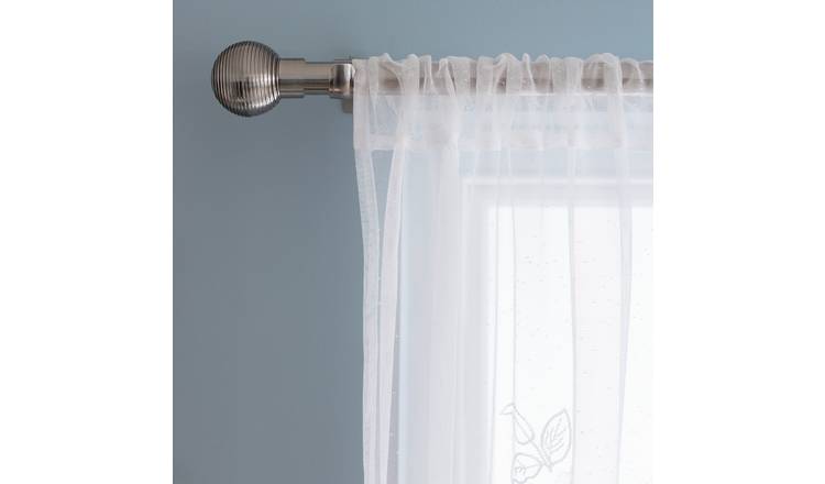 Habitat Floral Net Sheer Voile Curtains Panel - White