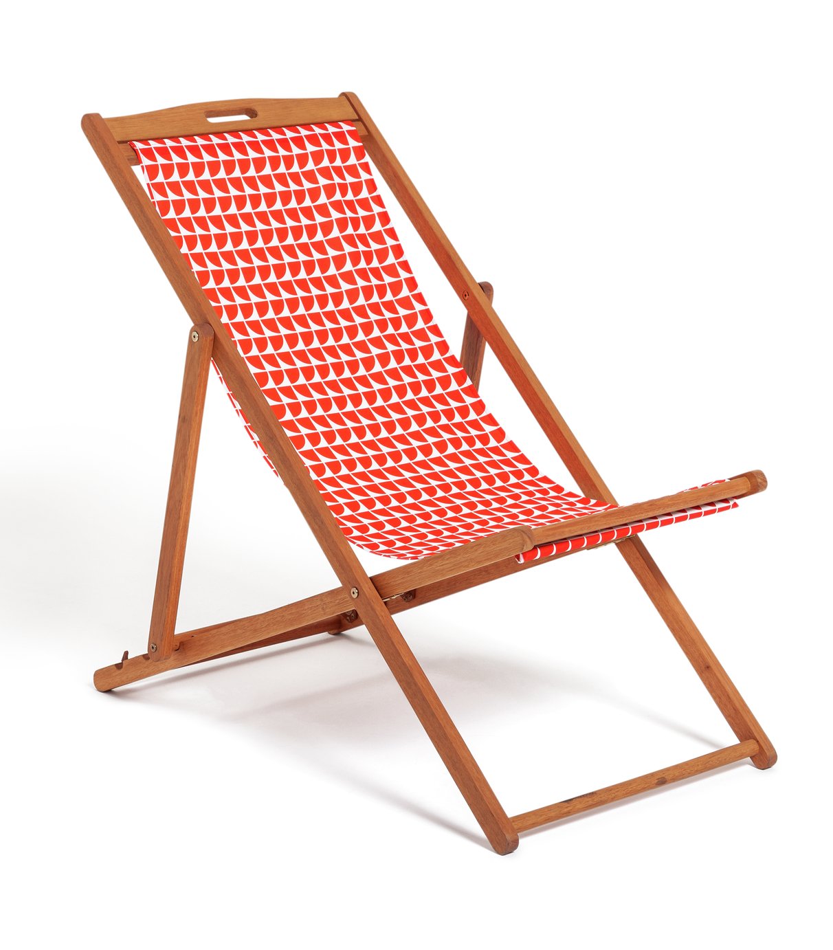 Habitat Wooden Deck Chair - Geo Orange