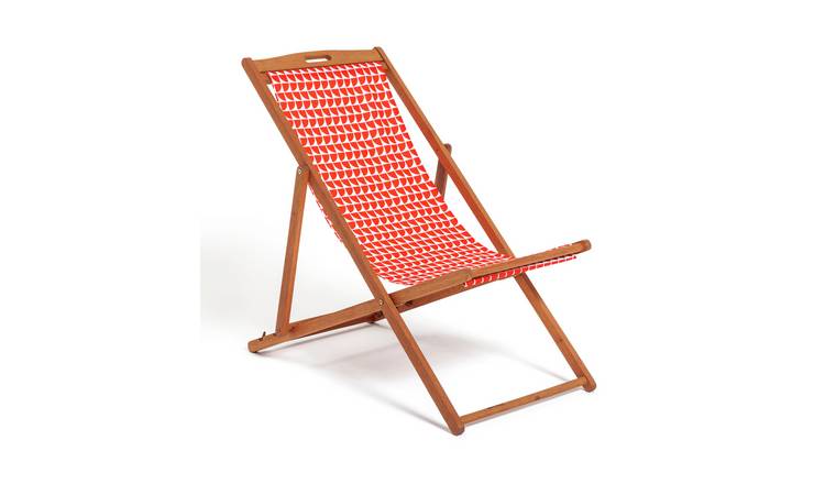 Buy Habitat Wooden Deck Chair - Geo Orange | Garden chairs and sun