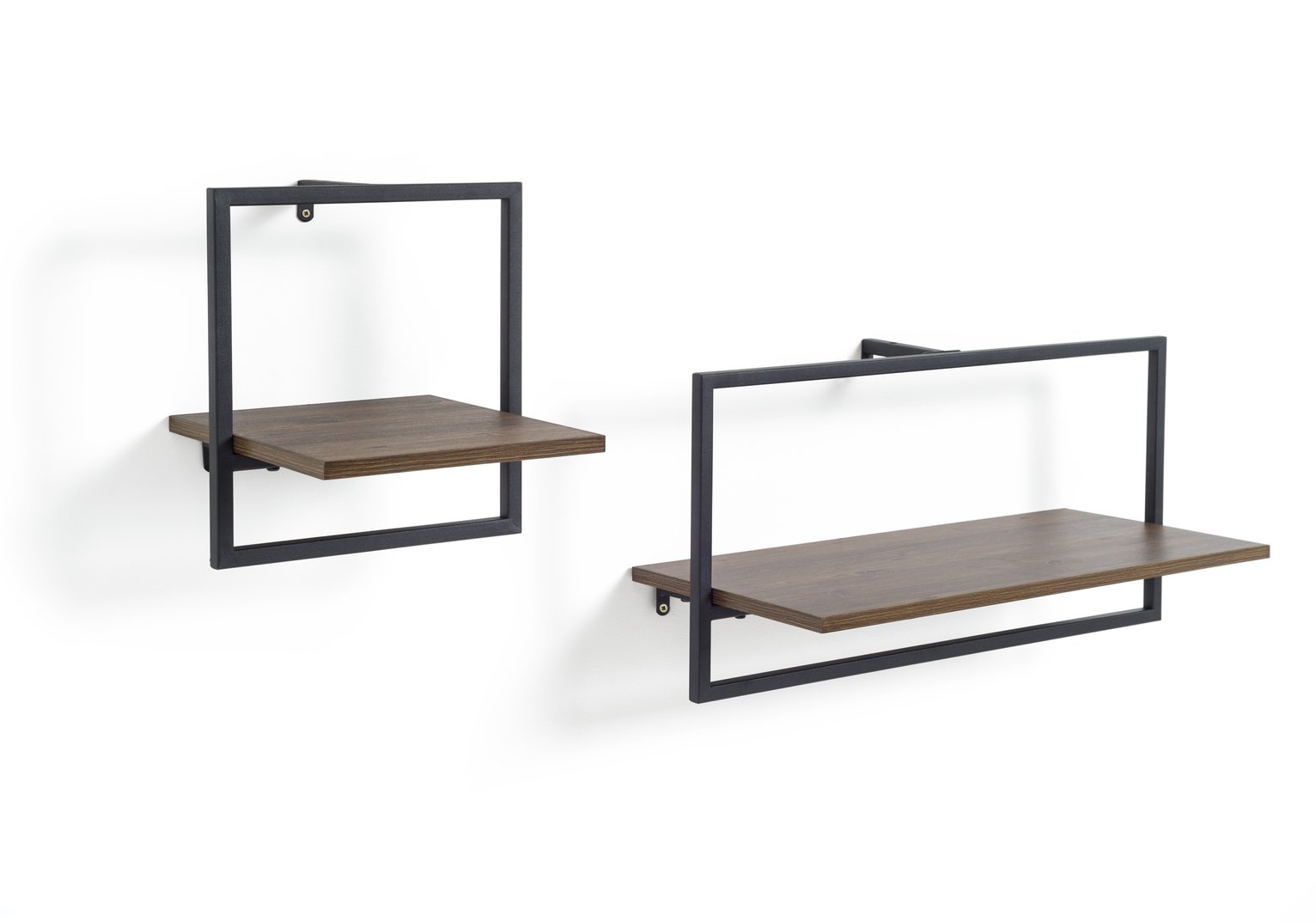 Habitat Loft Living Set of 2 Metal Surround Shelves-Dark Oak