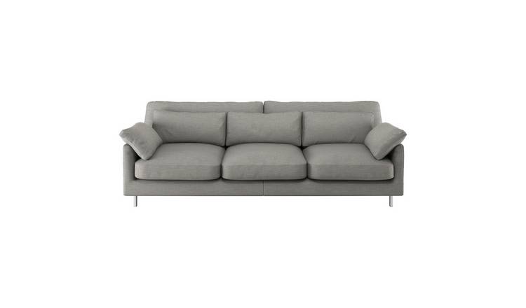 Habitat Cuscino 3 Seater Textured Fabric Sofa - Light Grey