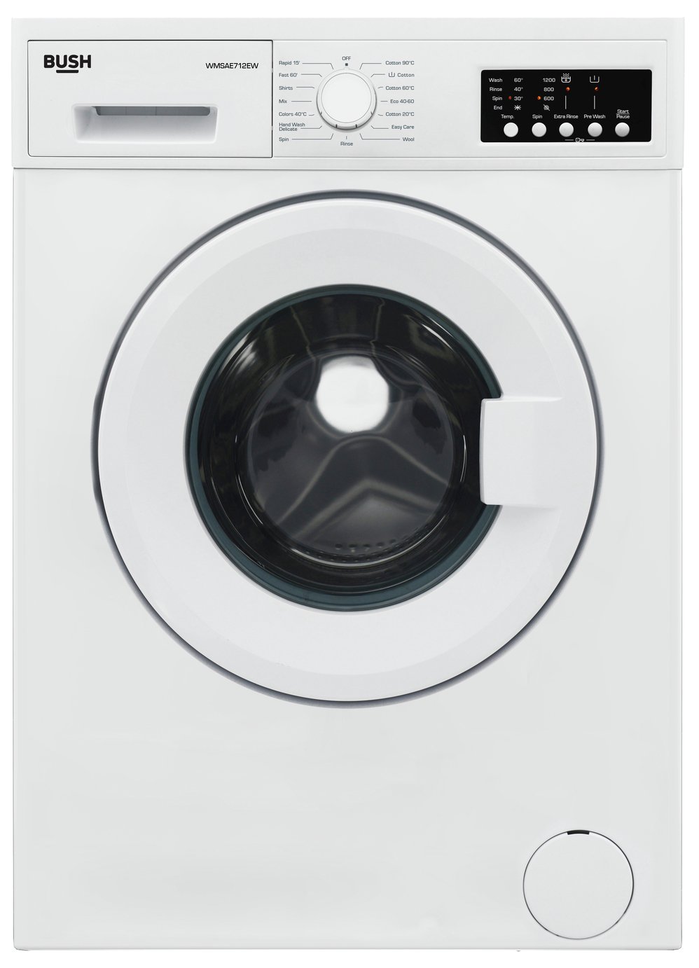 Bush WMSAE712EW 7KG 1200 Spin Washing Machine - White