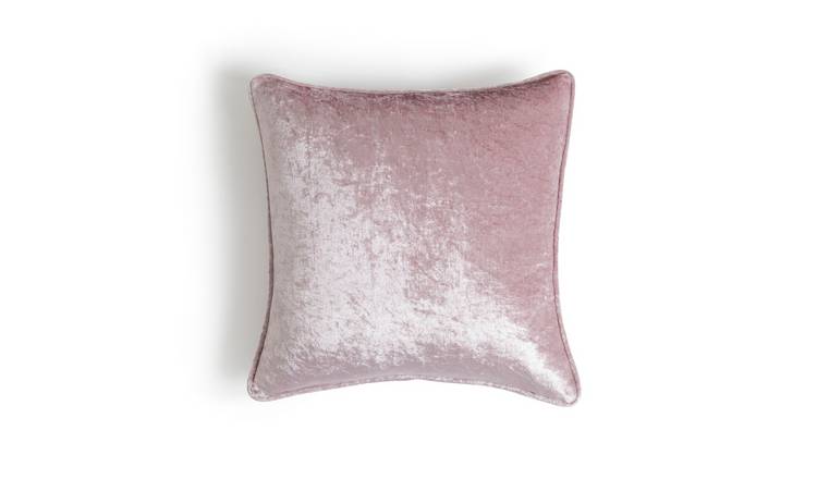 Argos Home Crushed Velvet Plain Cushion - Blush Pink 43x43cm