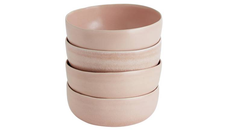 Habitat Nona 4 Piece Stoneware Cereal Bowls - Pink