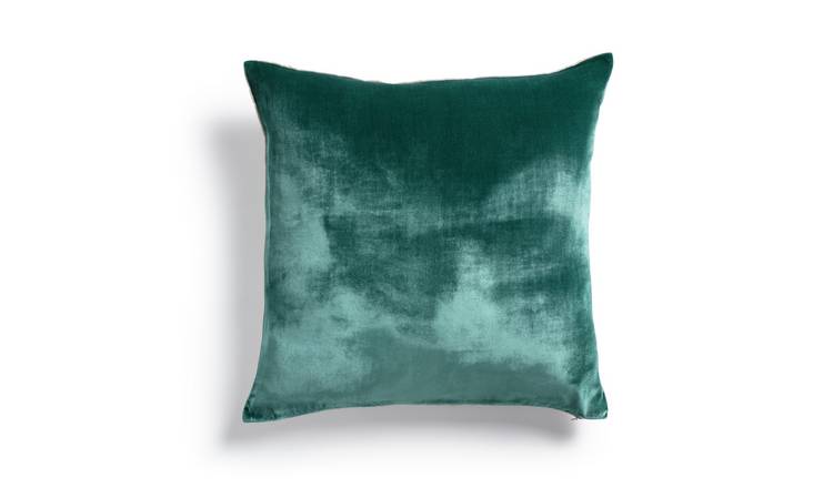 Habitat Regency Velour Linen Plain Cushion - Emerald 50x50cm