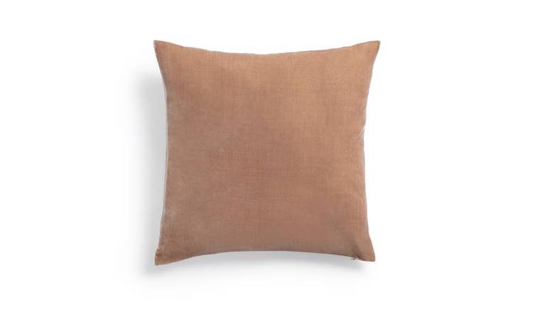 Habitat Regency Velour Linen Cushion - Taupe - 50x50cm