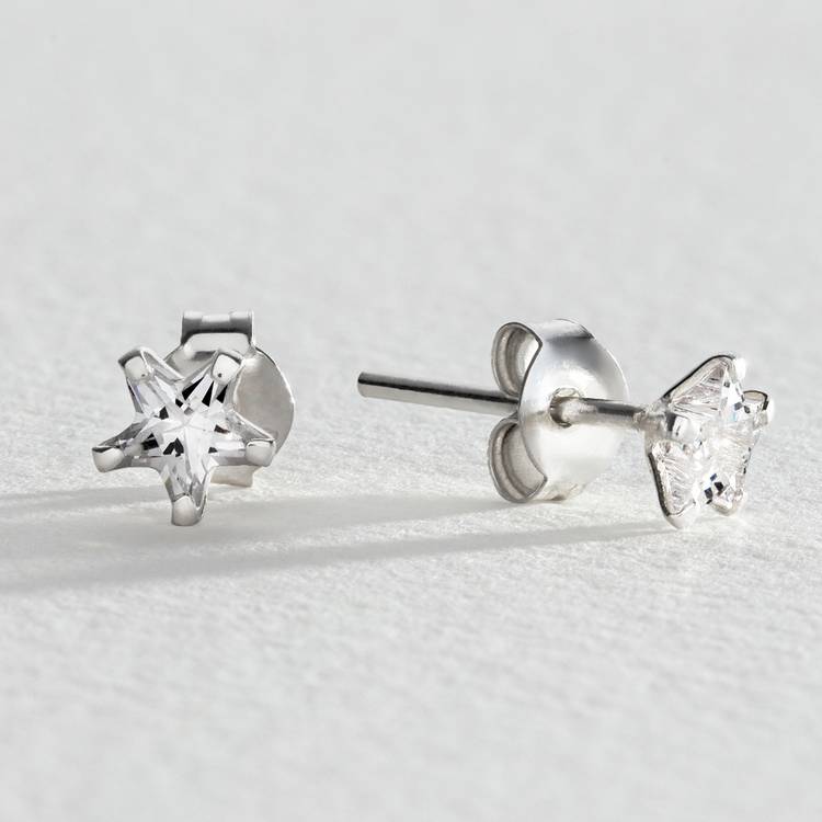 Revere Cubic Zirconia Sterling Silver Star Stud Earrings 0