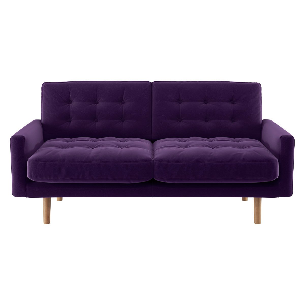 Habitat Fenner 2 Seater Velvet Sofa - dark purple