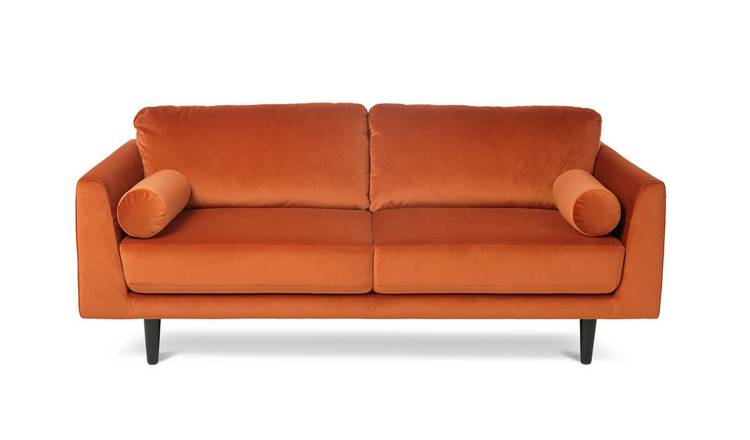 Buy Argos Home Jackson 3 Seater Velvet Sofa - Orange | Sofas | Argos