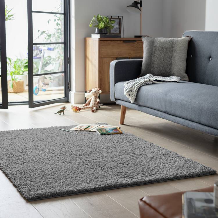 Habitat Cosy Flint Grey Shaggy Rug - 80x150cm 0