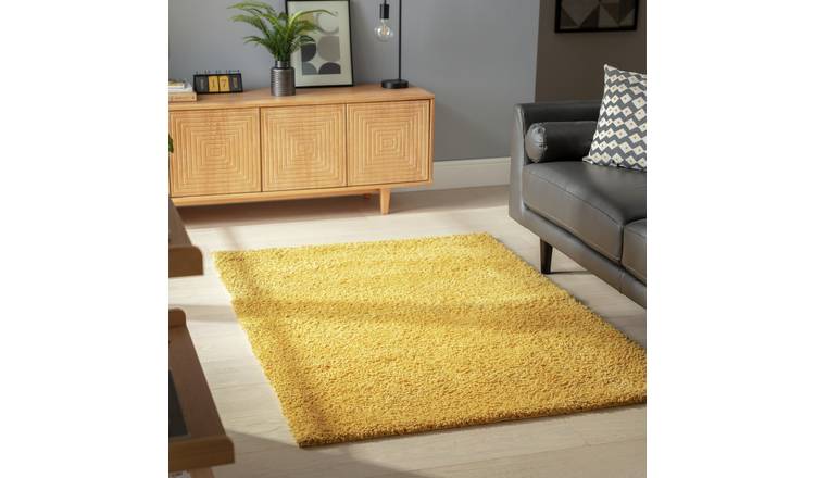 Habitat Cosy Mustard Shaggy Rug - 170x120cm