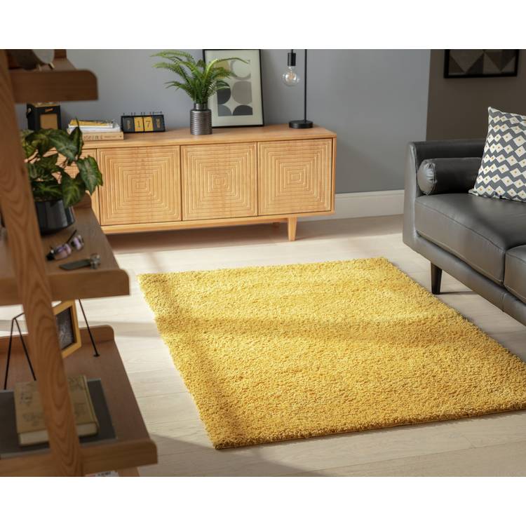 Habitat Cosy Mustard Shaggy Rug - 230x160cm 0