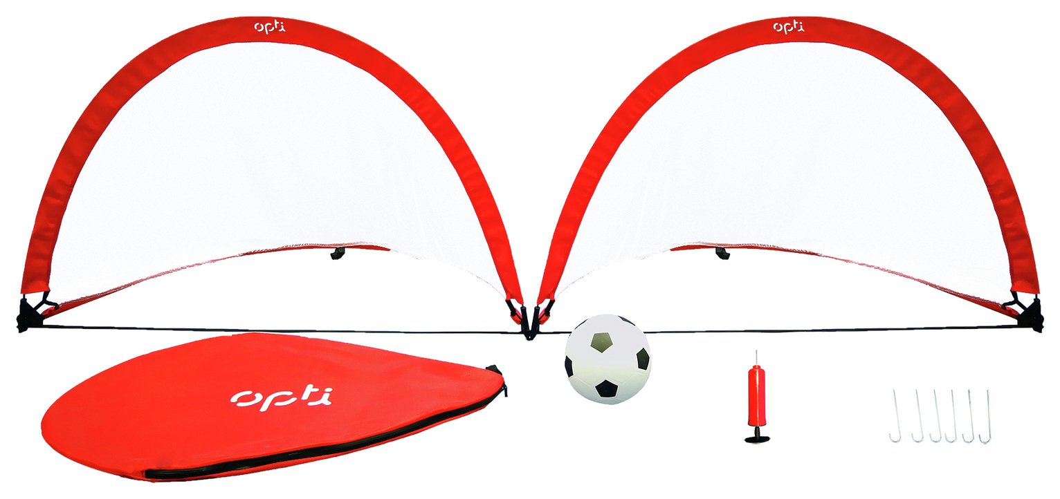 Opti Ball, Pump and 3 x 4ft Pop Up Football Goal - Set of 2